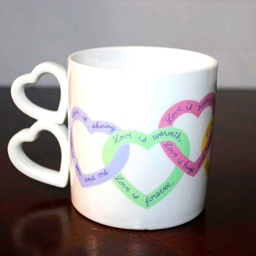 Vintage Avon “Love Is...” Heart Handle Mug | Romantic Pastel Coffee Cup | Mother